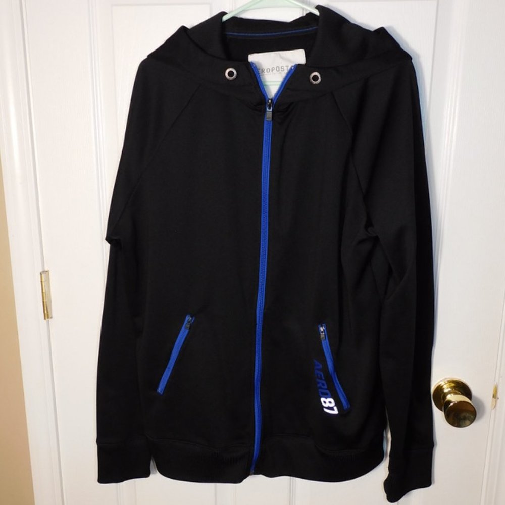 Aeropostale Men's Black Jacket W/Hood Size XL